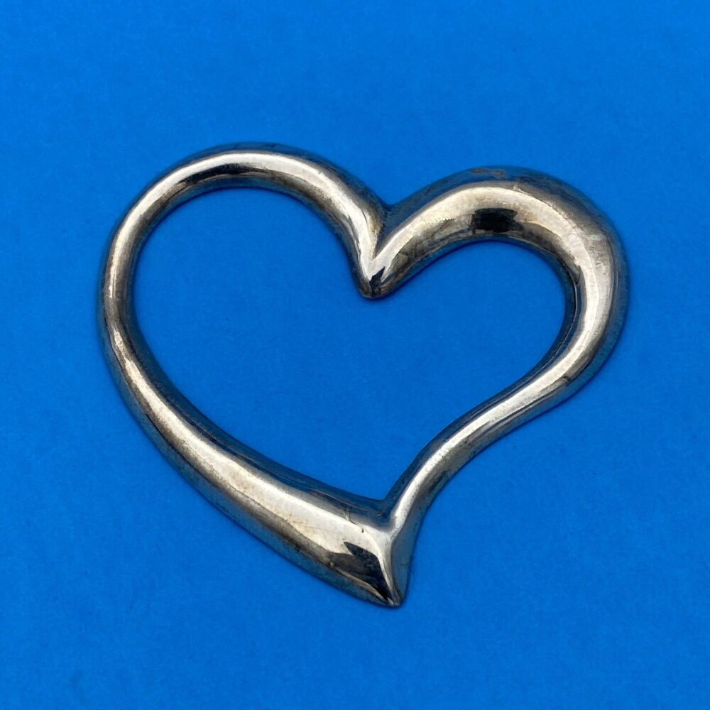 Vintage Sterling silver handmade pendant, solid 925 silver heart shaped pendant